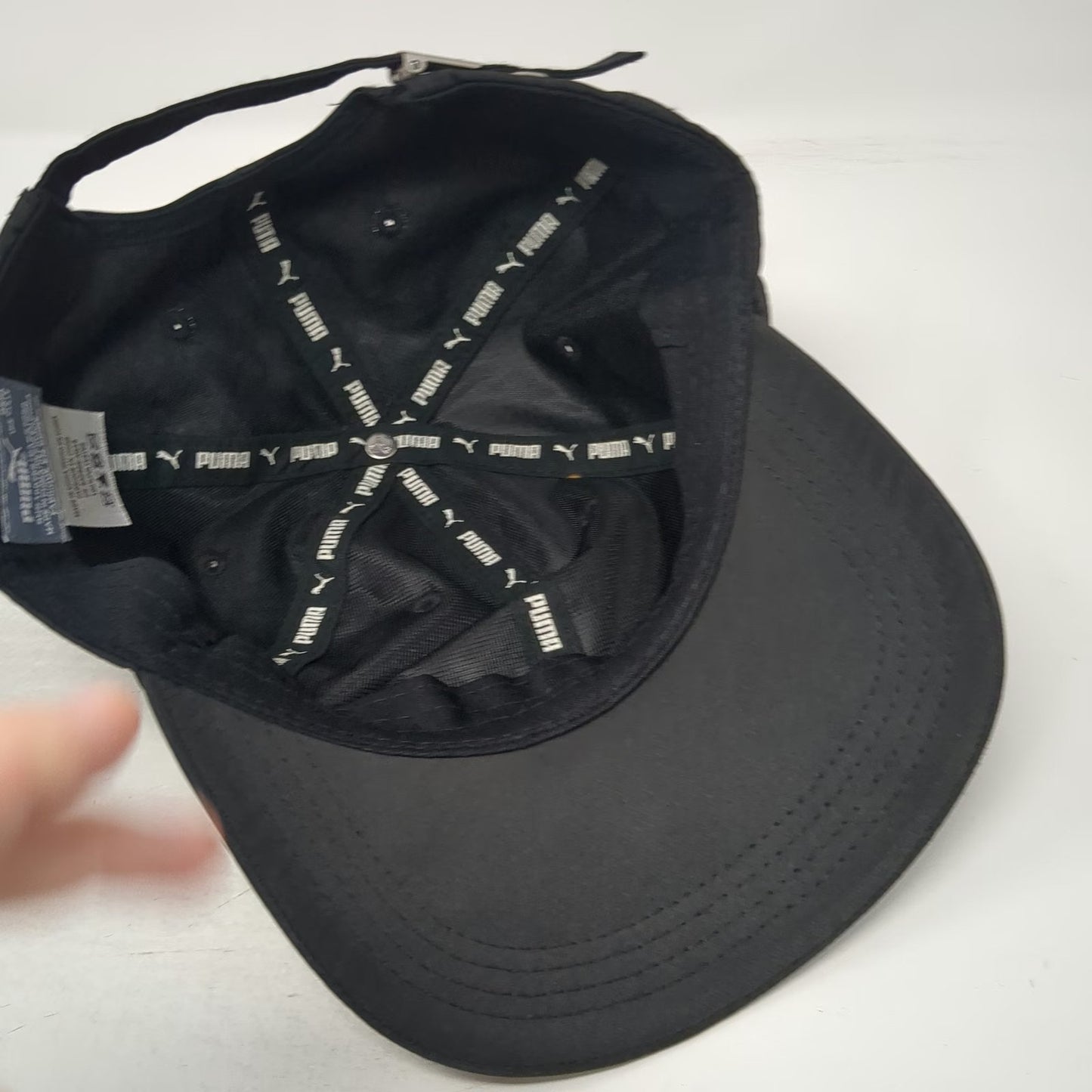 Puma Baseball Cap Black One Size Adjustable Lightweight Polyester Slideback Hat