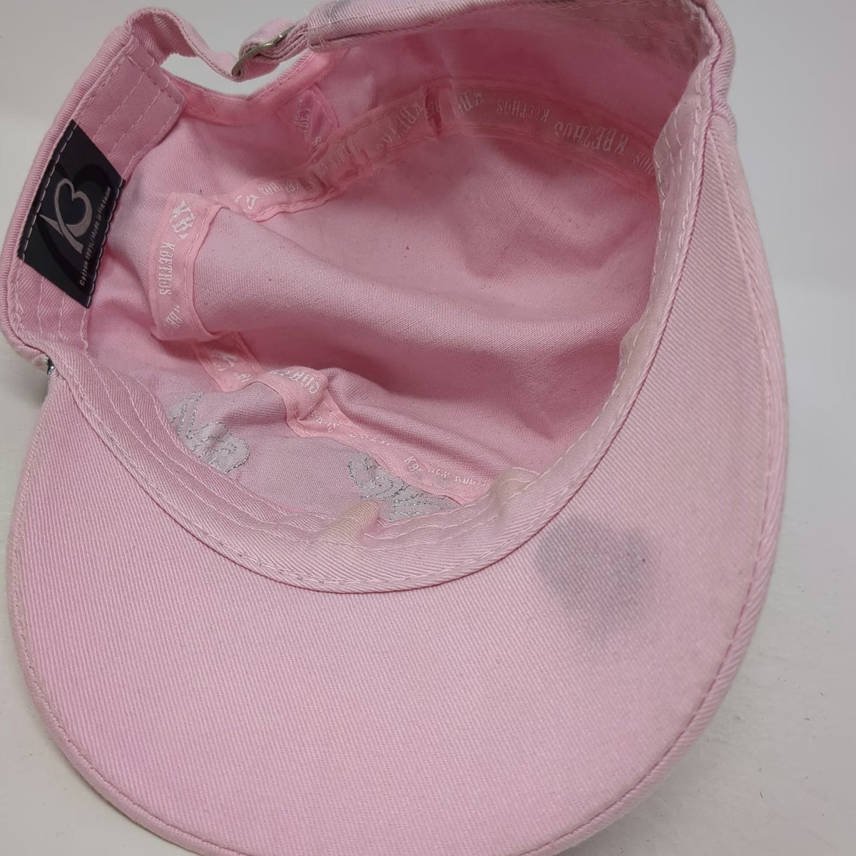 Kbethos Army Cap Pink One Size Beaded Cross Floral Glitter Cotton Adjustable Hat