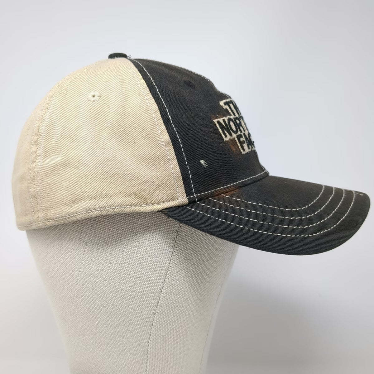 The North Face Baseball Cap Black Beige M Embroidered Paint Splatter Logo Hat