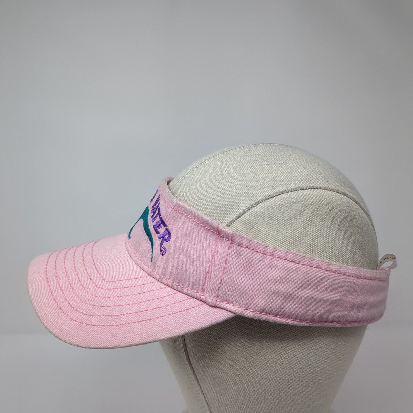 White Water Strapback Sun Visor Hat Pink One Size Adjustable Embroidered Logo