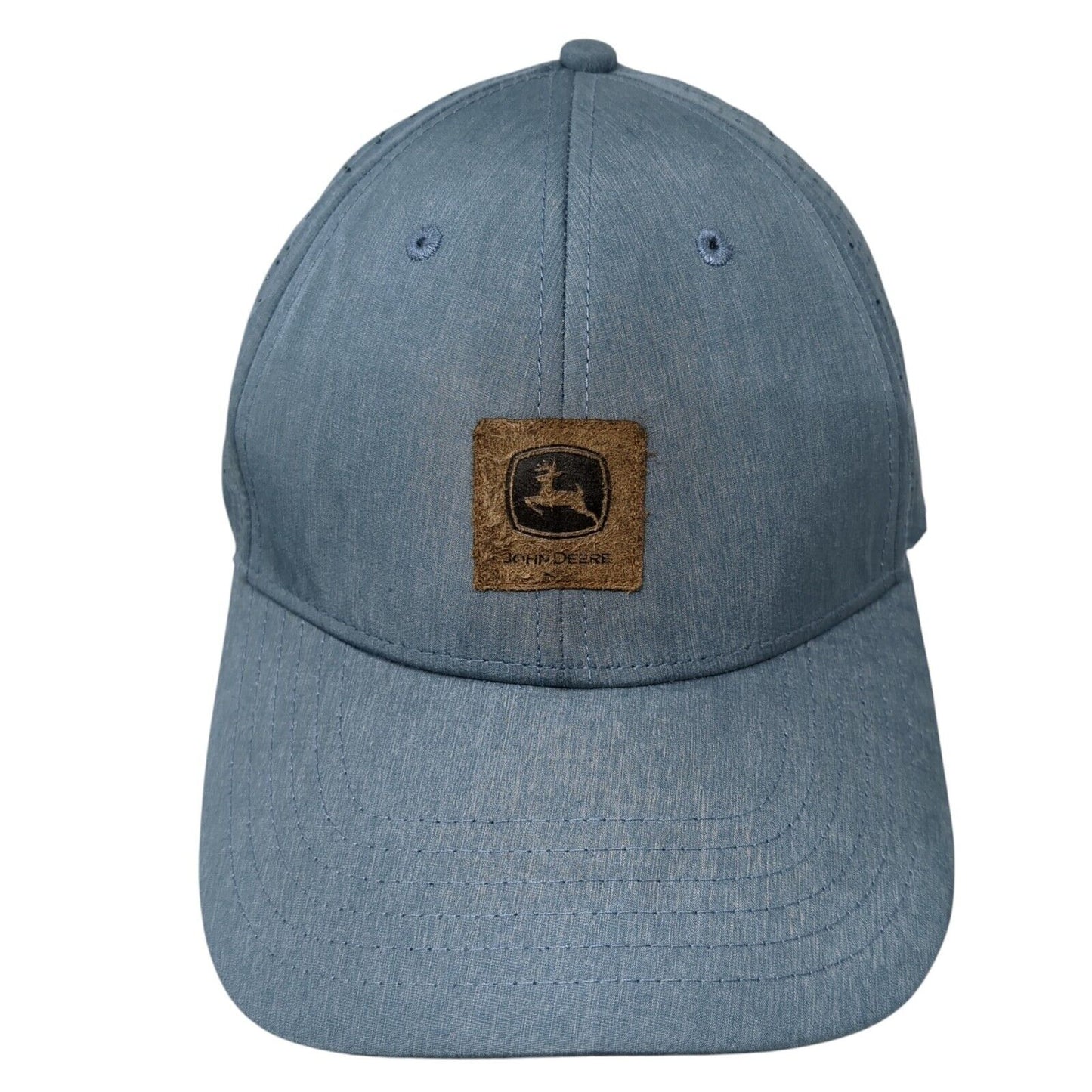 John Deere Strapback Hat Blue One Size Adjustable Laser Cut Perforated