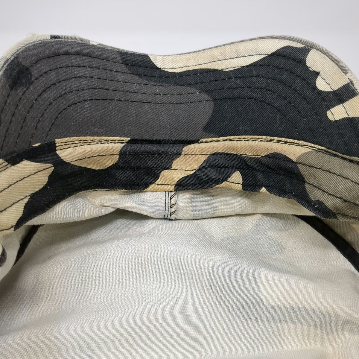 Dorfman Pacific Army Cap White Gray Black Camo One Size Distressed Strapback Hat