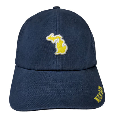 Top of the World Men's Slideback Hat Blue Adjustable Embroidered Michigan Logo