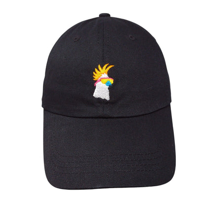 Chubbies Slideback Hat Black Embroidered Cockatoo Bird Logo 100% Cotton