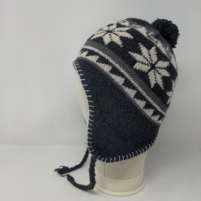 Unbranded Men's Knit Beanie Hat Cap Gray Fair Isle 100% Acrylic
