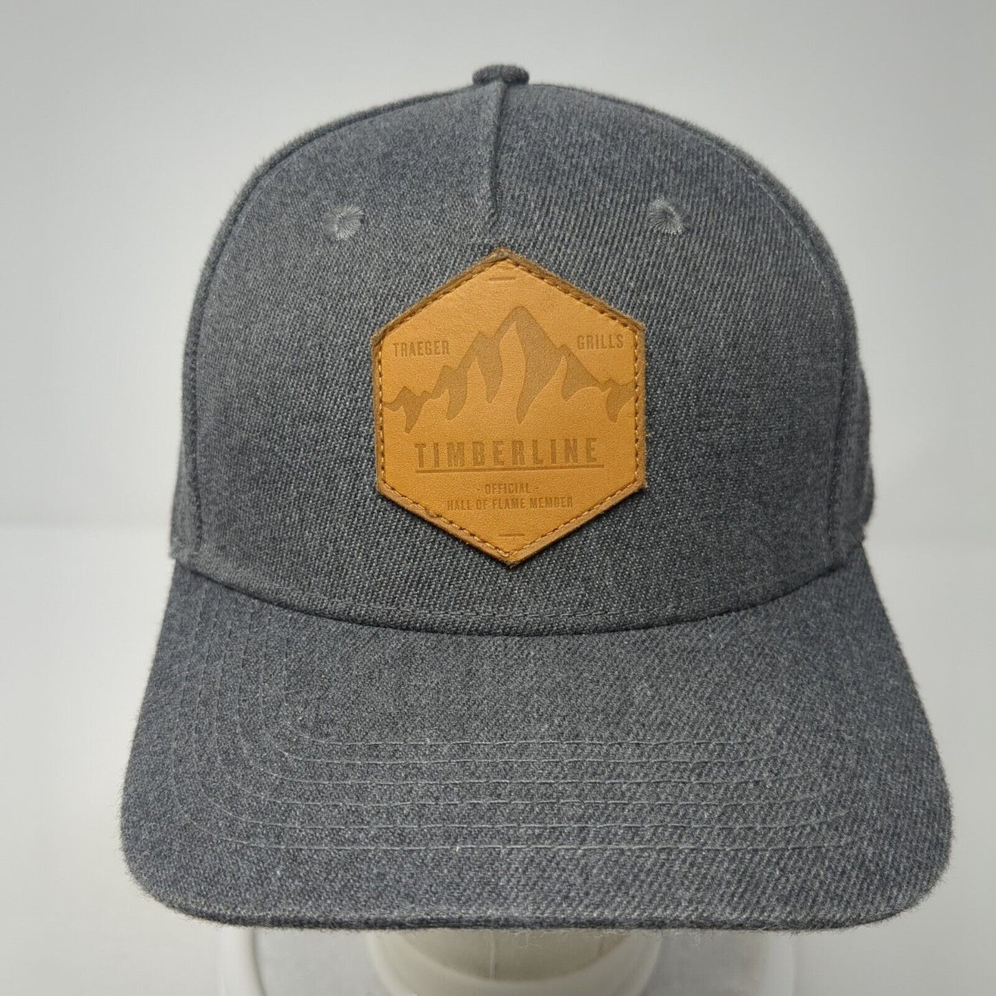 Timberline Snapback Hat Gray One Size Solid Adjustable Leather Patch