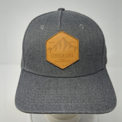 Timberline Snapback Hat Gray One Size Solid Adjustable Leather Patch
