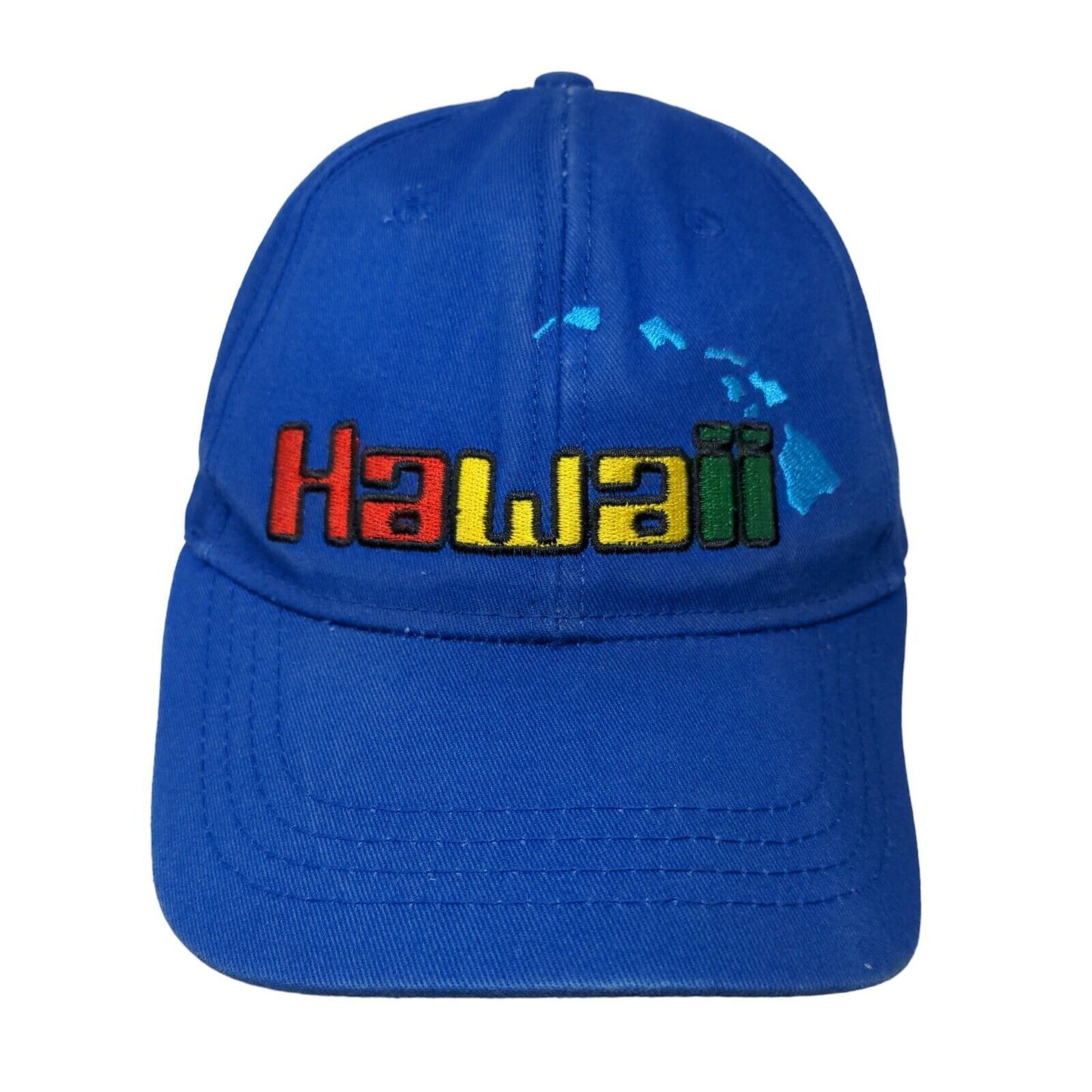 Hawaii Snapback Hat Blue One Size Adjustable Embroidered Vented Holes 6 Panel