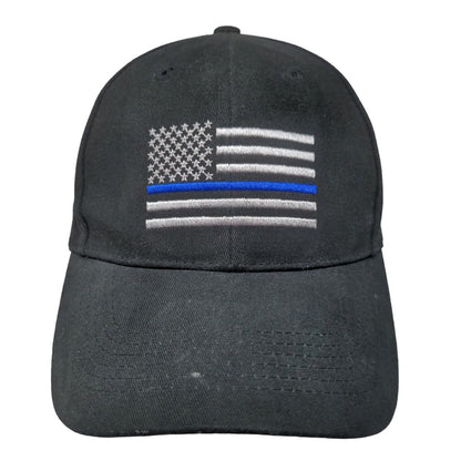 American Flag Blue Line Strapback Hat Black One Size Embroidered Rothco