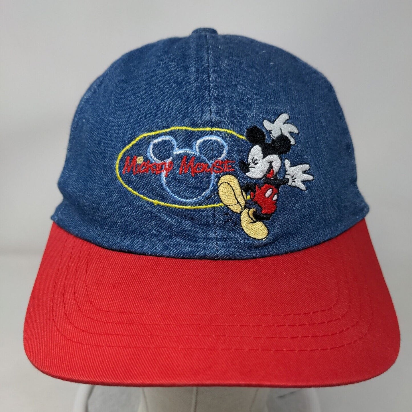 Disney Mickey Unlimited Stretchy Hat Mickey Mouse Embroidered Logo Denim Blue