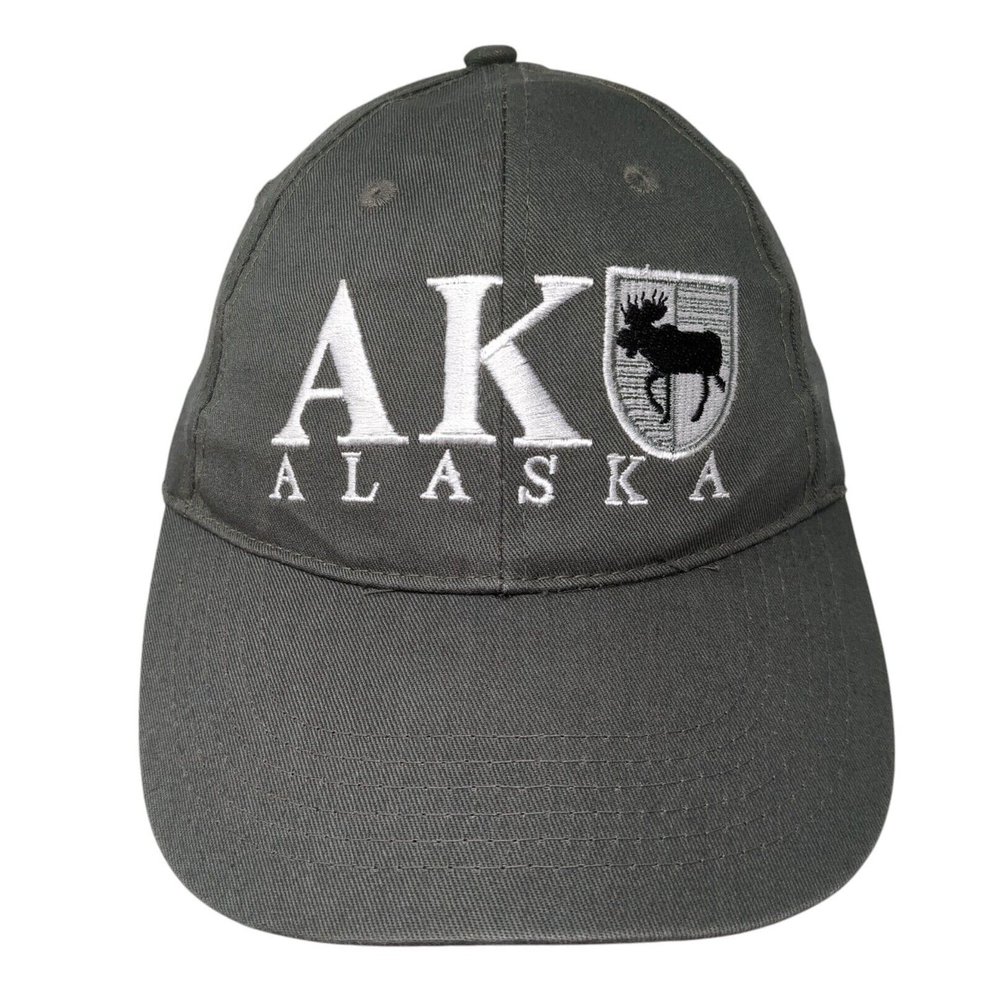 AK Alaska Strapback Hat Green One Size Adjustable Embroidered 6 Panel