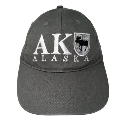 AK Alaska Strapback Hat Green One Size Adjustable Embroidered 6 Panel