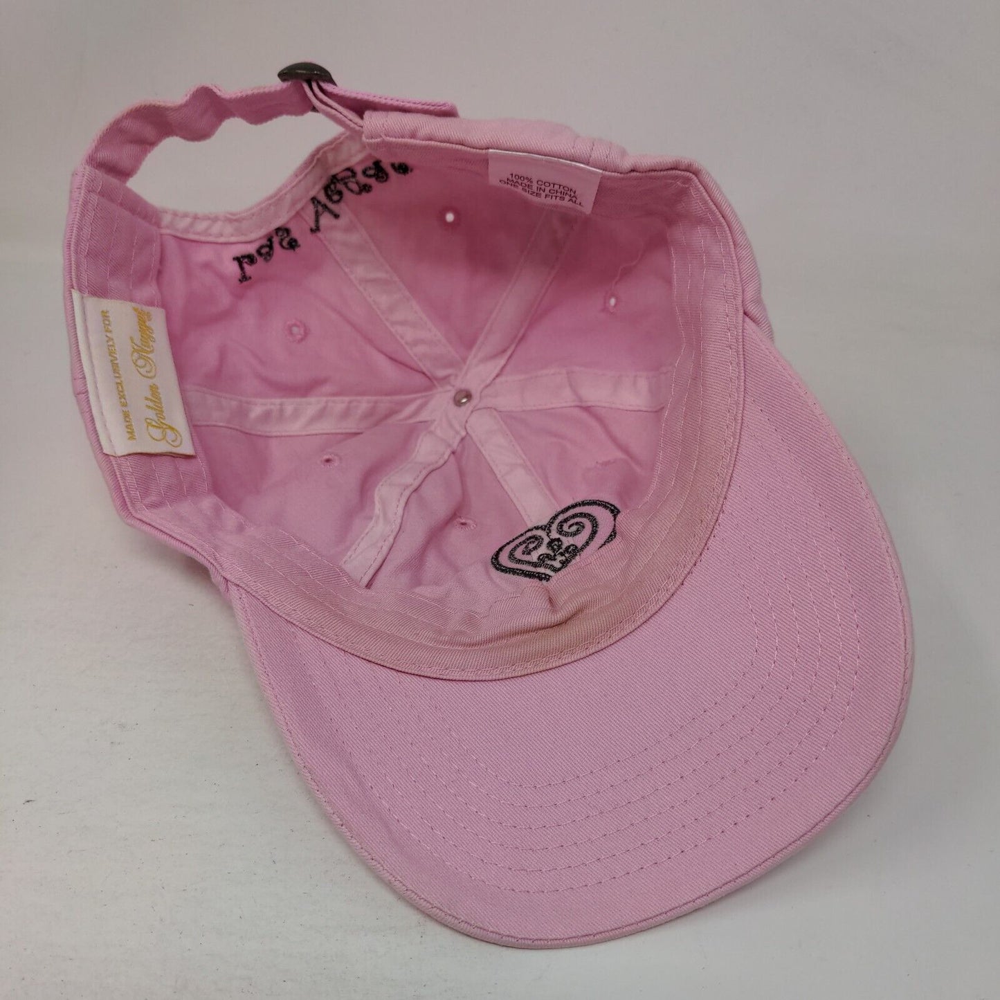 Golden Nugget Slideback Hat Pink OSFA Adjustable Embroidered Rhinestone