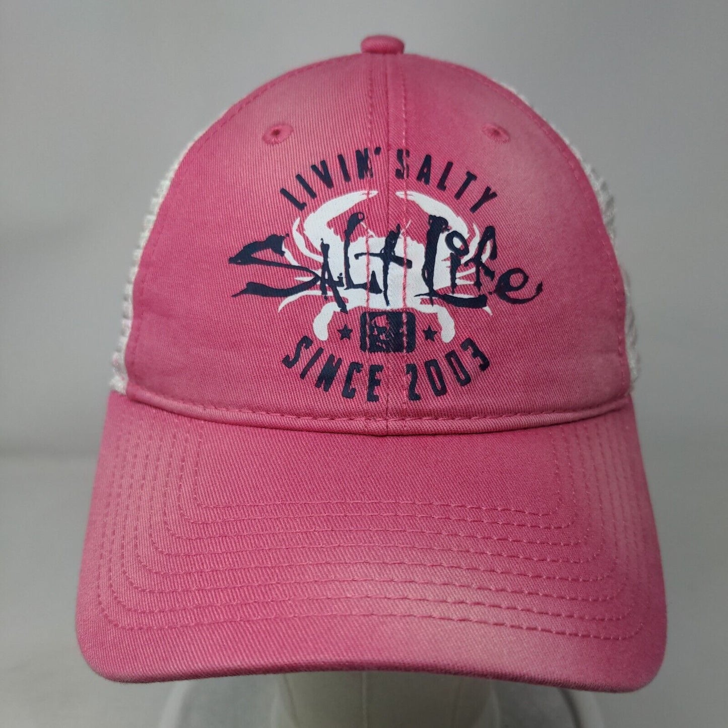 Salt Life Livin' Salty Since 2003 Trucker Hat Pink OSFM Mesh Back 6 Panel