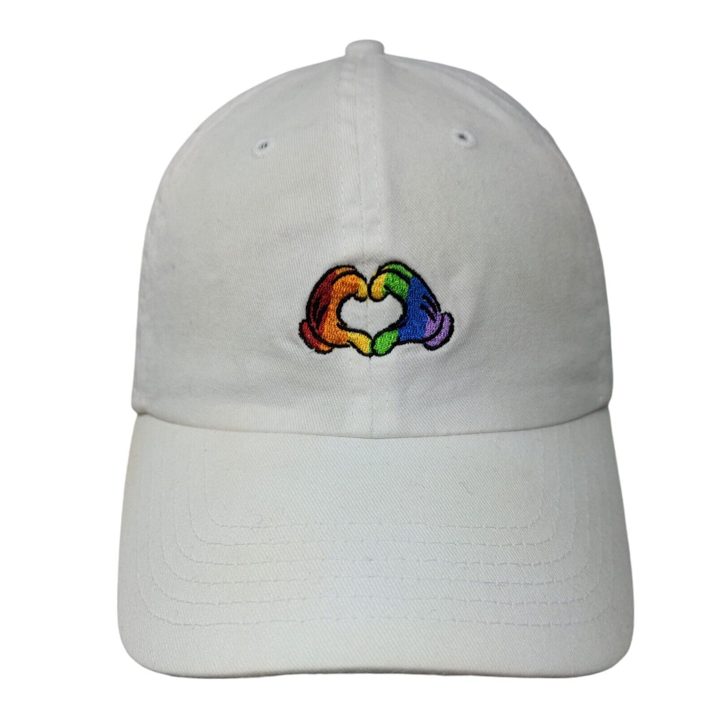 Rainbow Disney Pride Slideback Hat White One Size Adjustable Embroidered 6 Panel