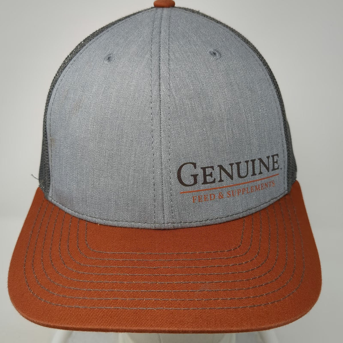 Richardson Trucker Hat Gray Orange One Size Genuine Feed & Supplements Snapback