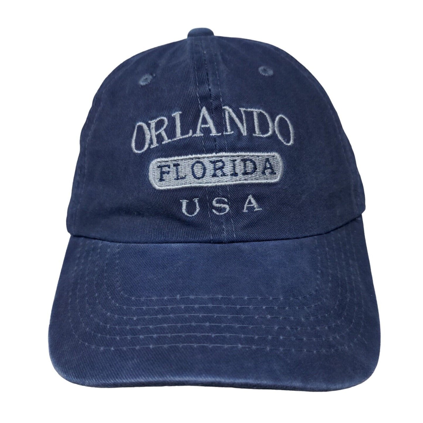 Orlando Florida USA Slideback Hat Blue One Size Adjustable Embroidered Cotton