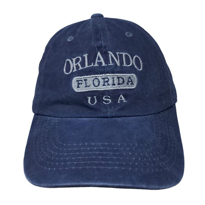 Orlando Florida USA Slideback Hat Blue One Size Adjustable Embroidered Cotton