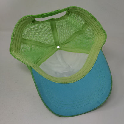 Stitch Snapback Trucker Hat Green One Size Adjustable Embroidered Mesh Back