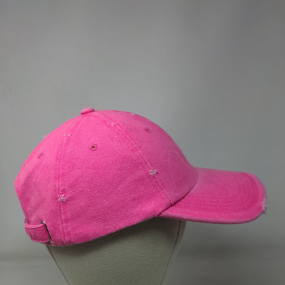 Unbranded Slideback Hat Pink One Size Adjustable Vented Holes Distressed Blank