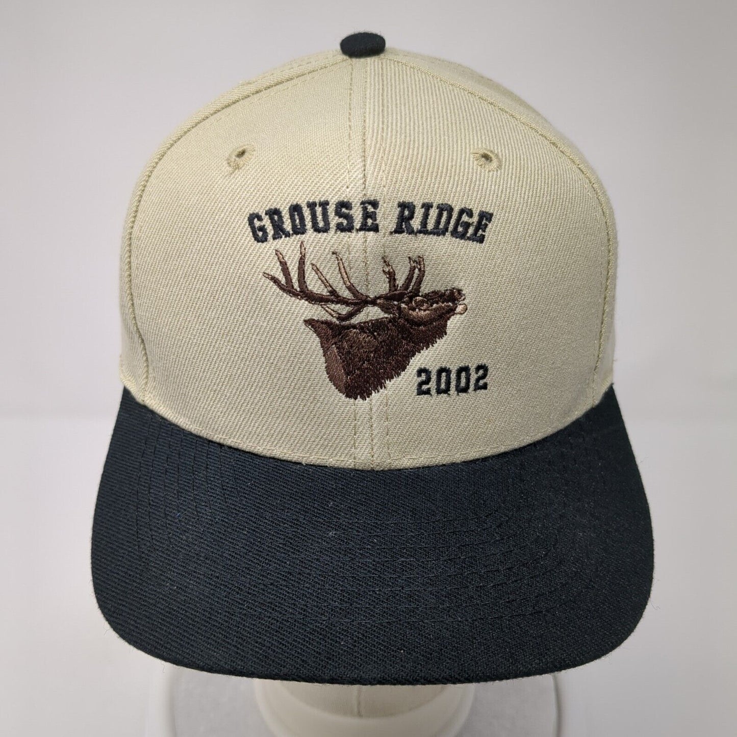 Grouse Ridge 2002 Snapback Hat Tan OS Adjustable Embroidered 6 Panel Otto Cap