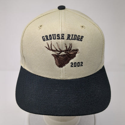 Grouse Ridge 2002 Snapback Hat Tan OS Adjustable Embroidered 6 Panel Otto Cap