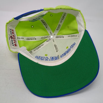 Zephyr Snapback Hat Green Blue One Size Block Island Rhode RI 3D Logo Embroidery