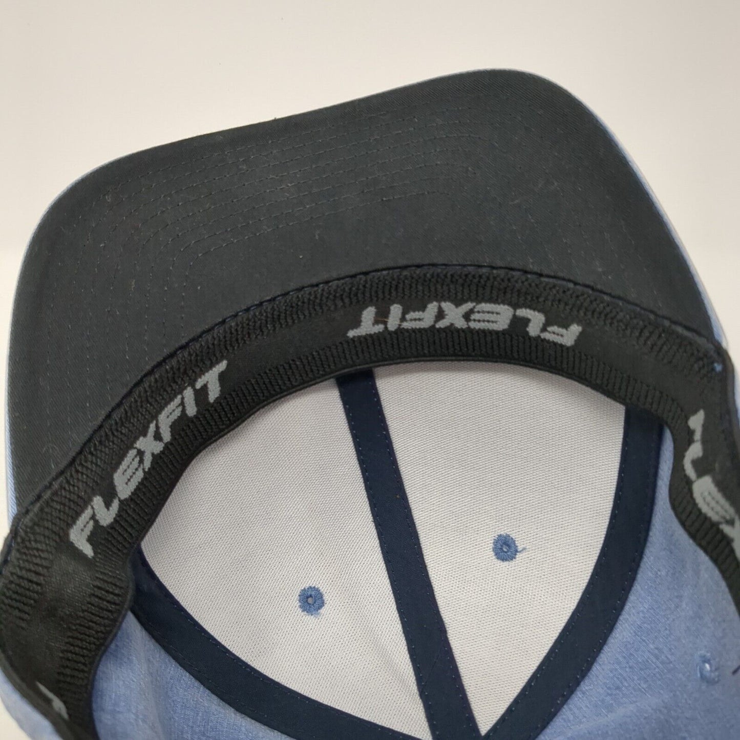 Quiksilver Flexfit Fitted Hat Blue L/XL Lightweight Embroidered Vented Holes