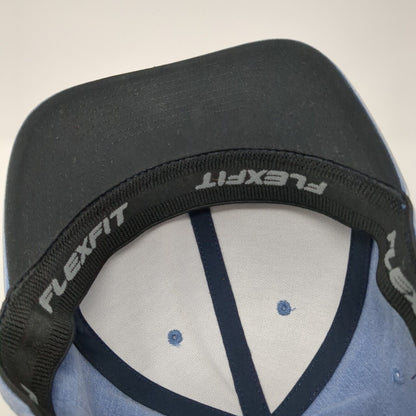 Quiksilver Flexfit Fitted Hat Blue L/XL Lightweight Embroidered Vented Holes