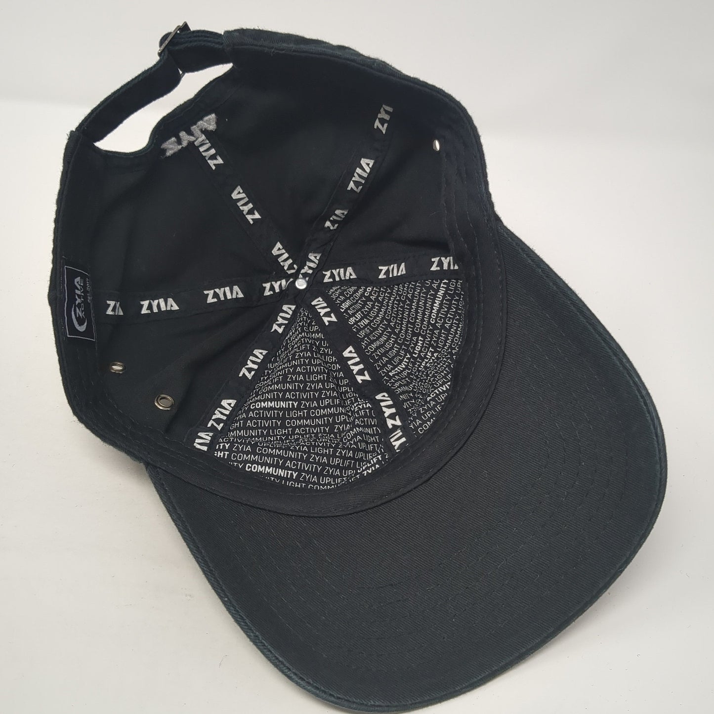 Zyia Active Est. 2017 Slideback Baseball Cap Black OS Adjustable Embroidered