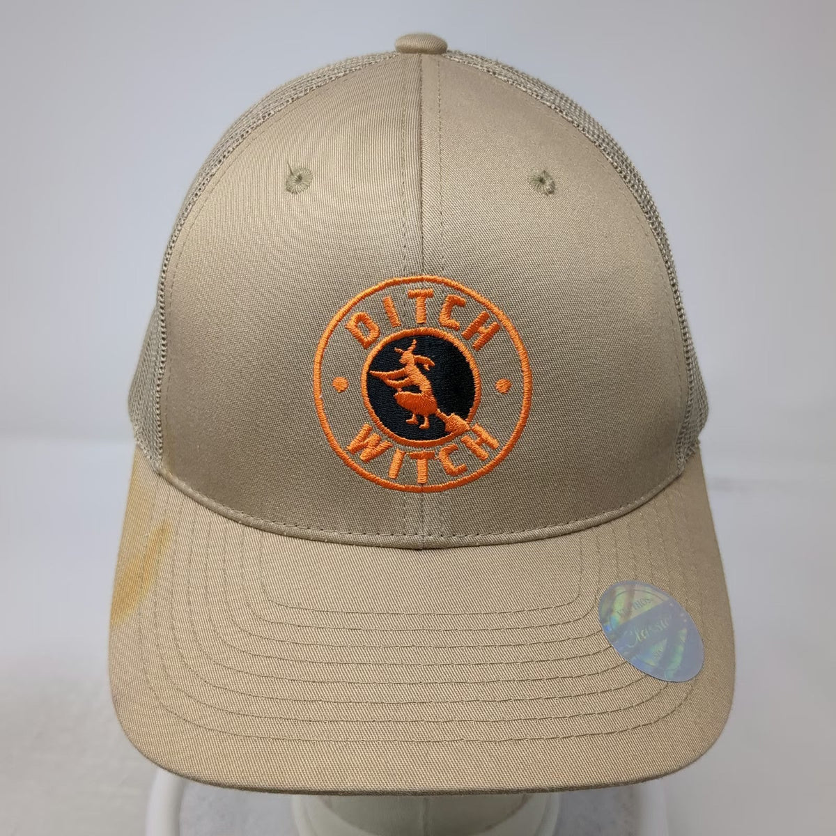 KBethos Trucker Hat Beige One Size Mesh Snapback Ditch Witch Patch Logo Work