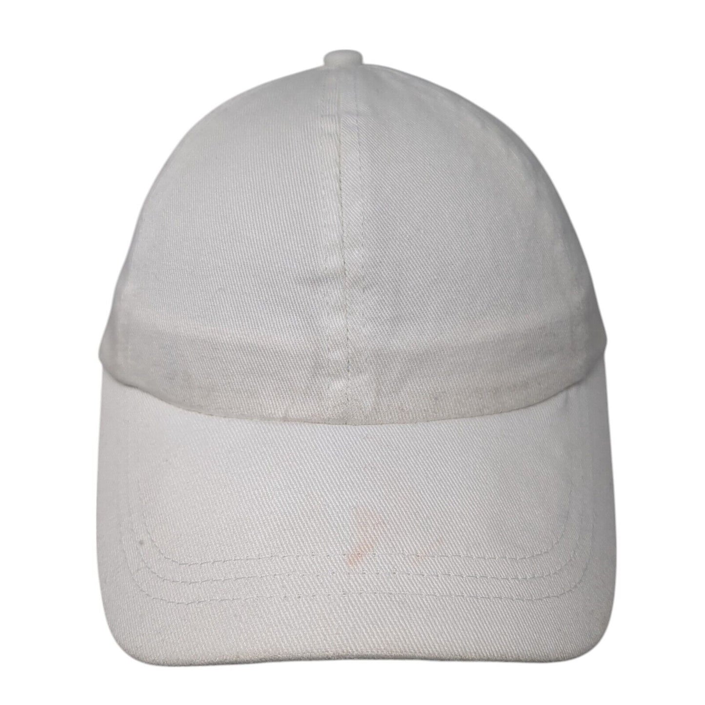 Unbranded Strapback Hat White One Size Adjustable Vented Holes 6 Panel Blank