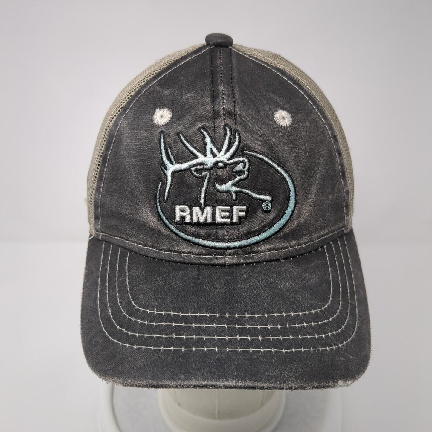 RMEF Women's Snapback Trucker Hat Gray OS Adjustable Ladies Fit Outdoor Cap