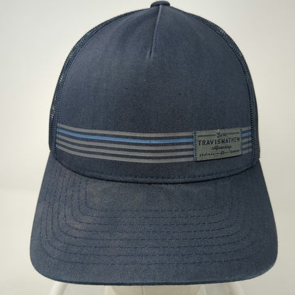 TravisMathew Trucker Hat Blue One Size Snapback Mesh Stripes Patch Golf Cap