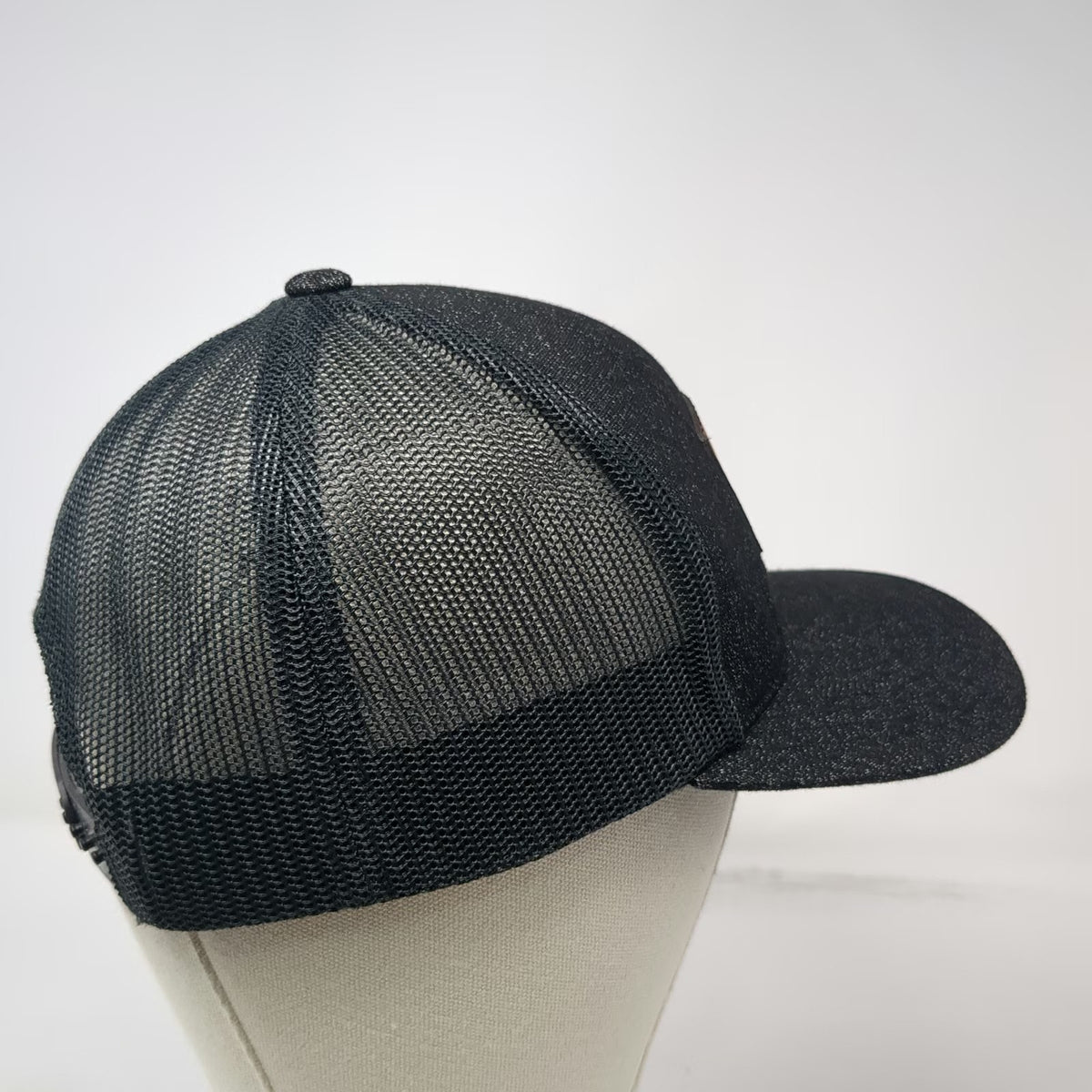 Pacific Headwear Black One Size Trucker Hat Snapback Idahoan Leather Patch