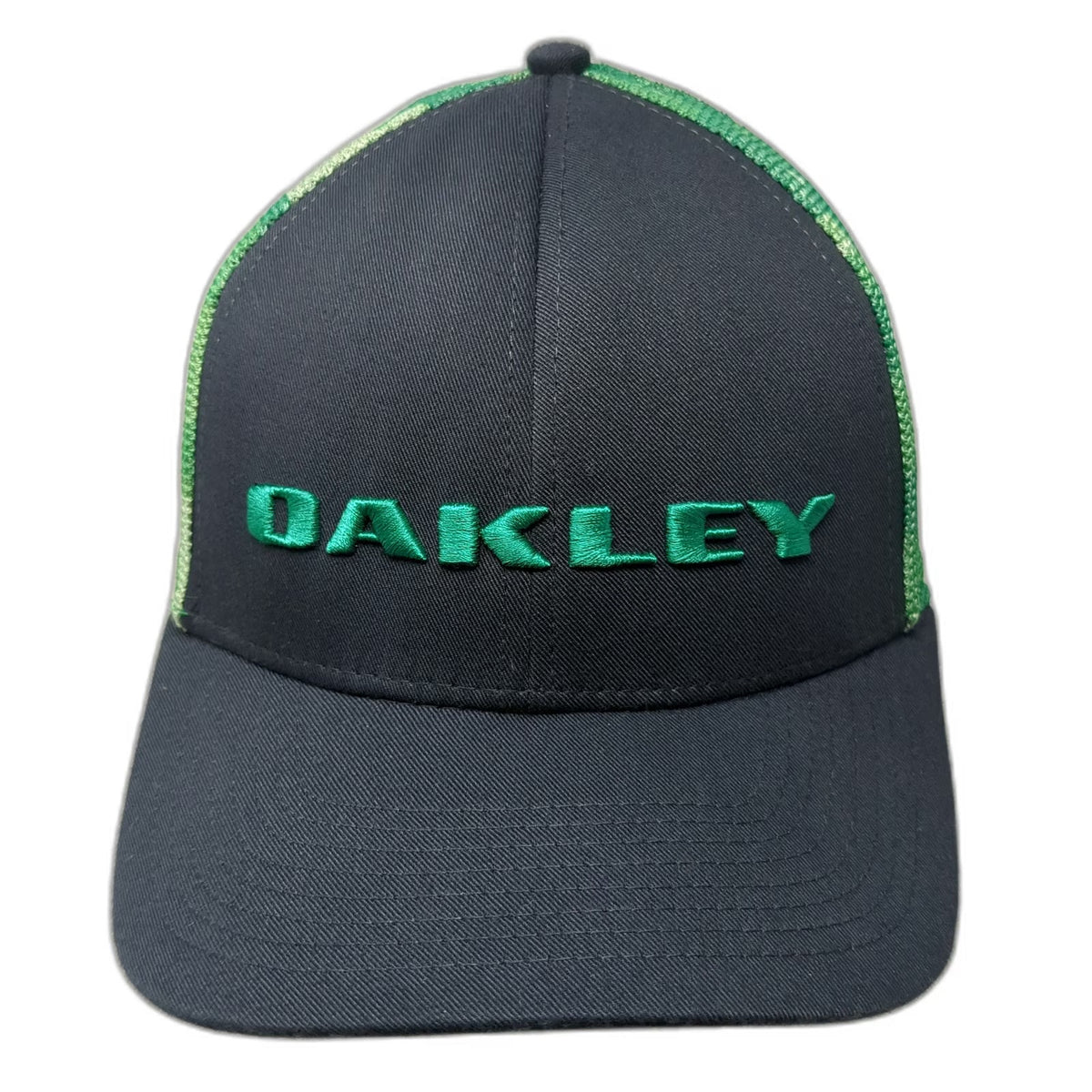 Oakley Trucker Hat Black Green White OSFM Camo Mesh Snapback Embroidered Logo