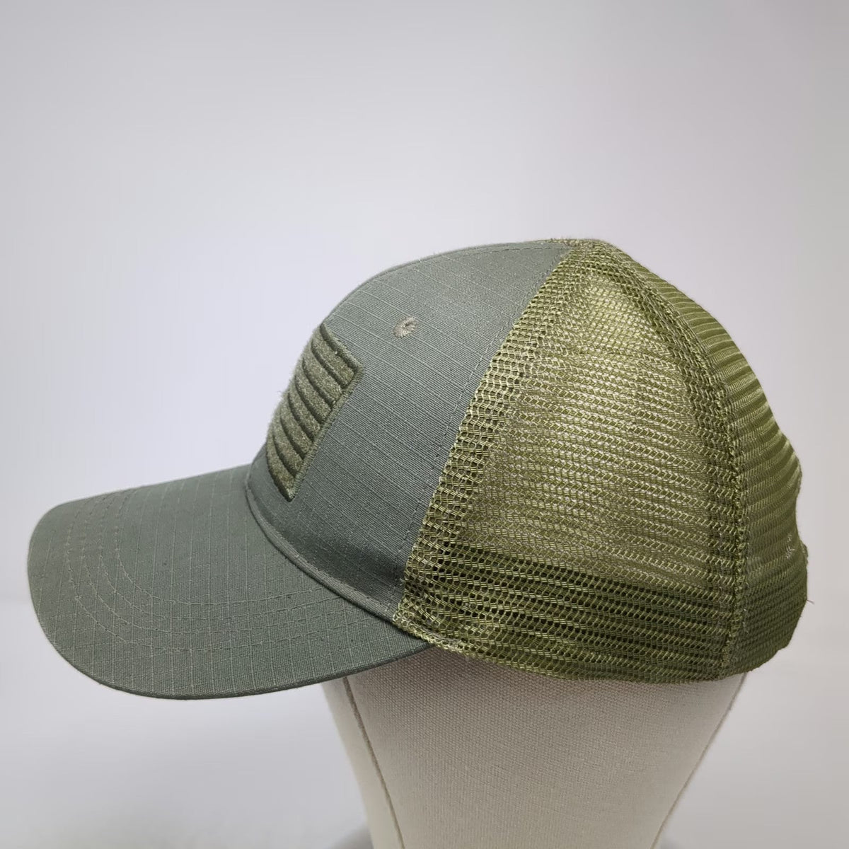Highland Tactical Trucker Hat Green One Size Mesh Back Embroidered US Flag