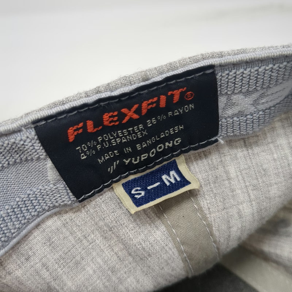 Flexfit Baseball Cap Gray M Heathered Fabric Sun Patch Structured Fitted Hat