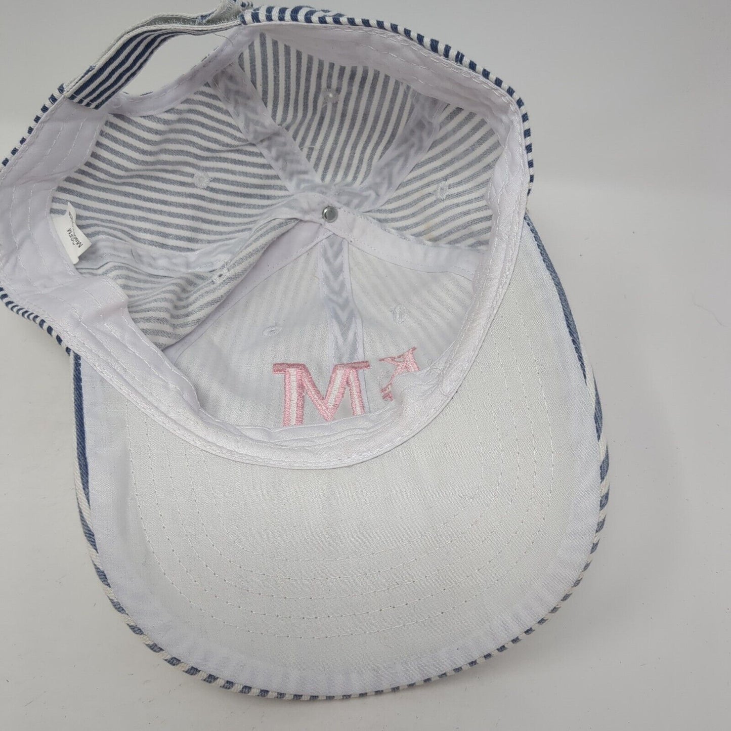KMM Strapback Hat Multicolor One Size Adjustable Striped Embroidered 6 Panel