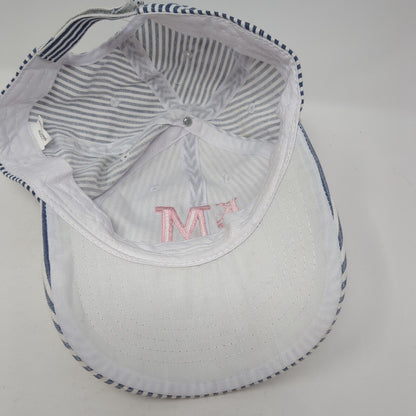 KMM Strapback Hat Multicolor One Size Adjustable Striped Embroidered 6 Panel
