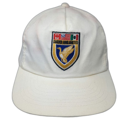 Ducks Unlimited 5 Panel White Hat One Size Shield Logo Flags Snapback Cotton