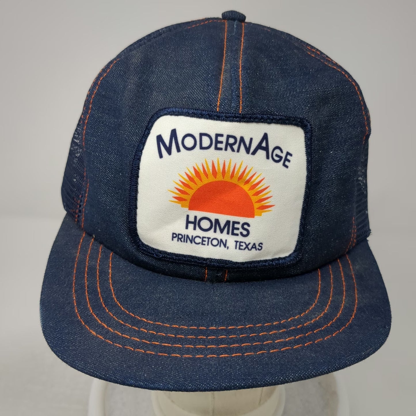 Modernage Homes Princeton Texas Trucker Hat Blue One Size Denim Mesh Snapback