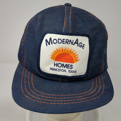 Modernage Homes Princeton Texas Trucker Hat Blue One Size Denim Mesh Snapback
