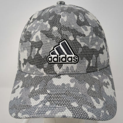 Adidas Baseball Cap Gray One Size Fitted Camo Mesh Stretch Hat Embroidered Logo