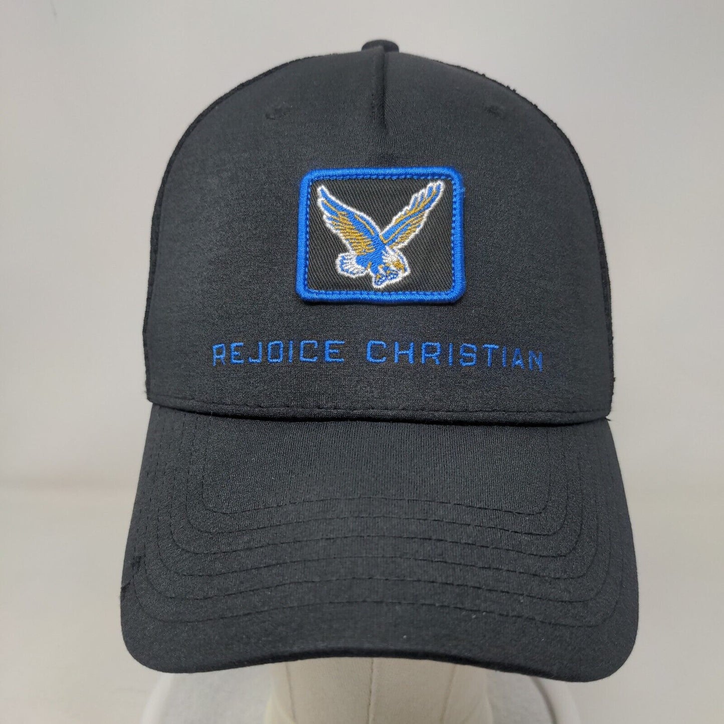 Rejoice Christian Snapback Trucker Hat Black OSFA Embroidered Under Armour