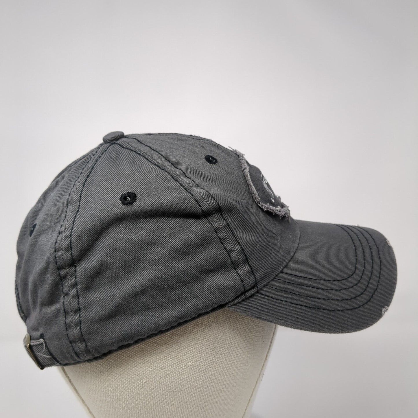 Pflueger Slideback Hat Gray One Size Adjustable Embroidered Distressed Cotton
