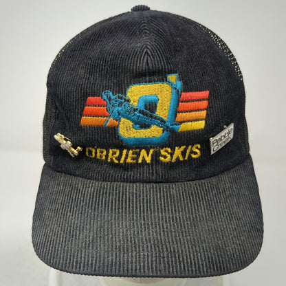 O'Brien Skis Corduroy Mesh Trucker Hat Black One Size Pebble Creek Airplane Pins