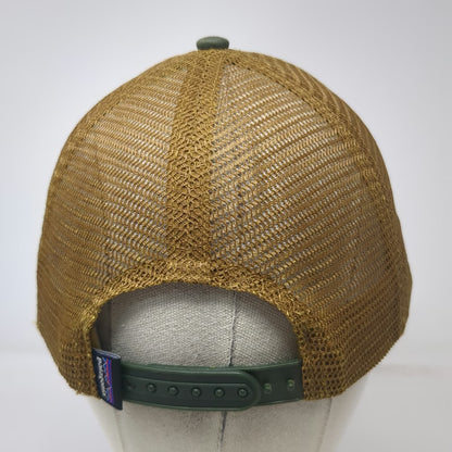 Patagonia Trucker Hat White Green Brown One Size Mesh Back Snapback Patch Logo