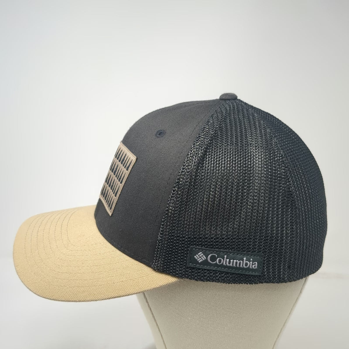 Columbia Baseball Cap Gray XL Mesh Flag Trees Pine Fitted Hat Outdoors Hiking