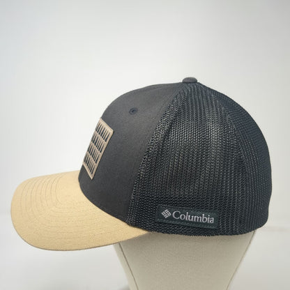 Columbia Baseball Cap Gray XL Mesh Flag Trees Pine Fitted Hat Outdoors Hiking